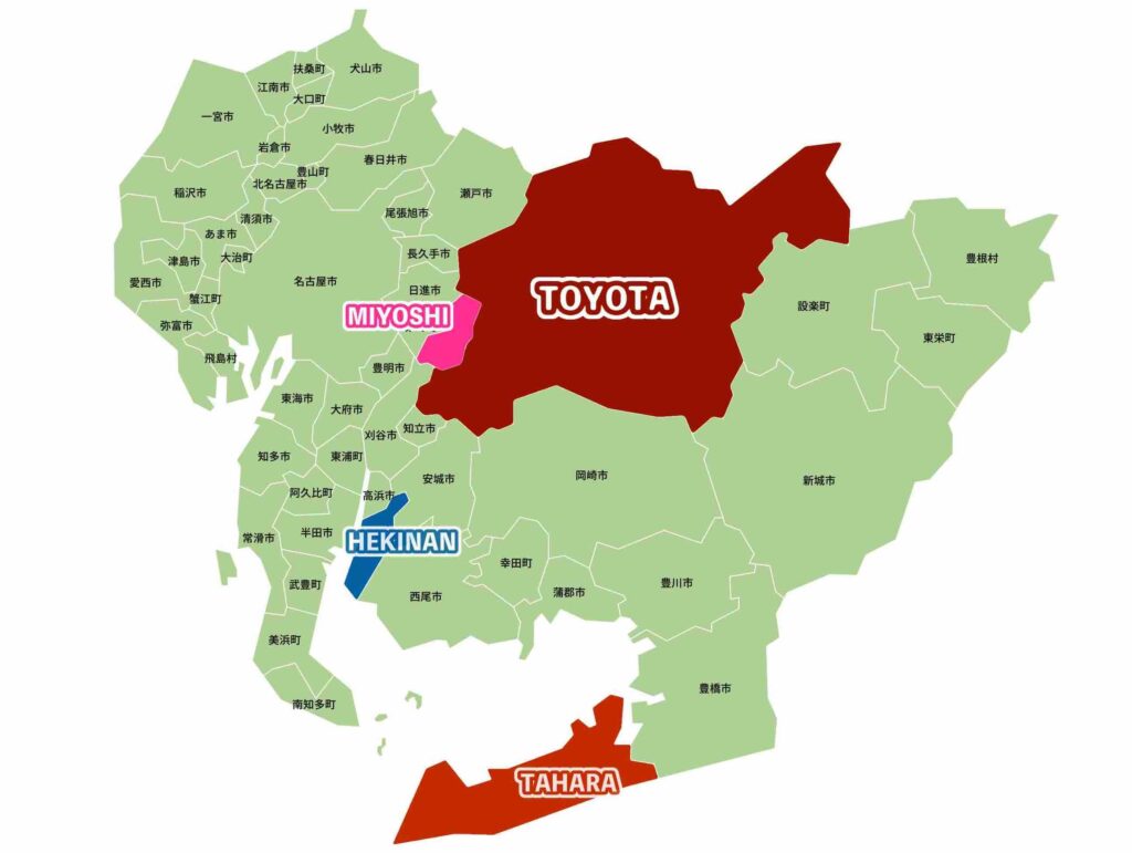 Mapa de localização da fábrica TOYOTA